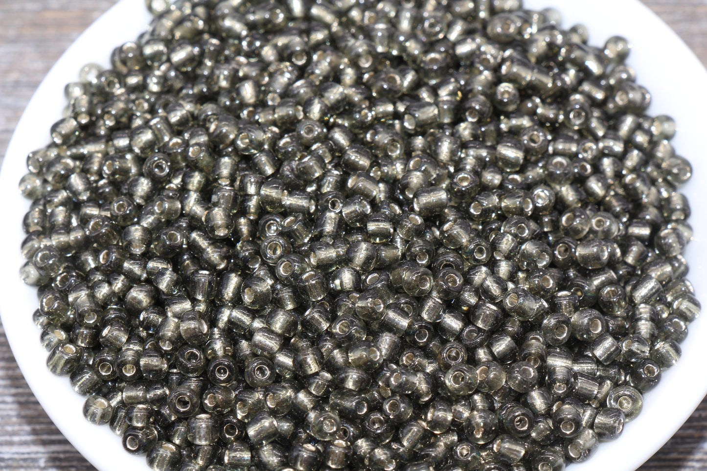 Transparent Glass Beads with Silver Lined, 4mm 6/0 Glass Round Beads, Black Trans Seed Beads, Rocailles Beads, Beading Supplies #1229