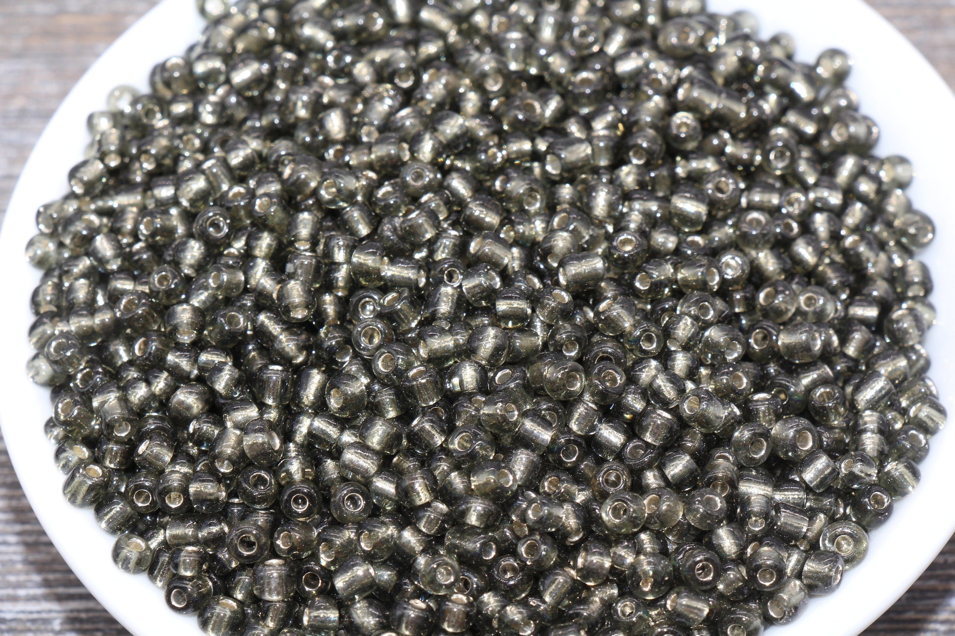 Transparent Glass Beads with Silver Lined, 4mm 6/0 Glass Round Beads, Black Trans Seed Beads, Rocailles Beads, Beading Supplies #1229