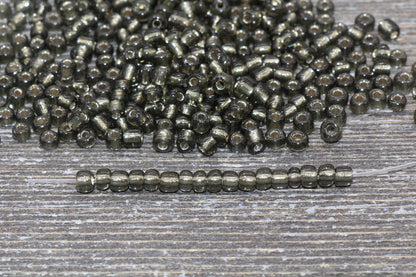 Transparent Glass Beads with Silver Lined, 4mm 6/0 Glass Round Beads, Black Trans Seed Beads, Rocailles Beads, Beading Supplies #1229