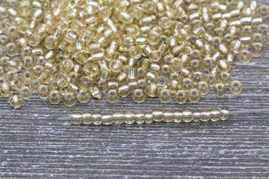 Transparent Glass Beads with Silver Lined, 4mm 6/0 Glass Round Beads, Gold Trans Seed Beads, Rocailles Beads, Beading Supplies #1231