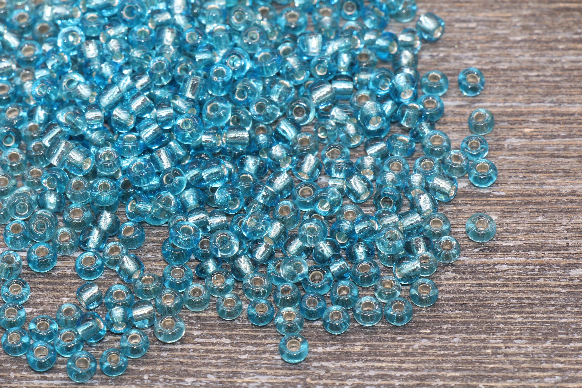 Transparent Glass Beads with Silver Lined, 4mm 6/0 Glass Round Beads, Blue Trans Seed Beads, Rocailles Beads, Beading Supplies #1233