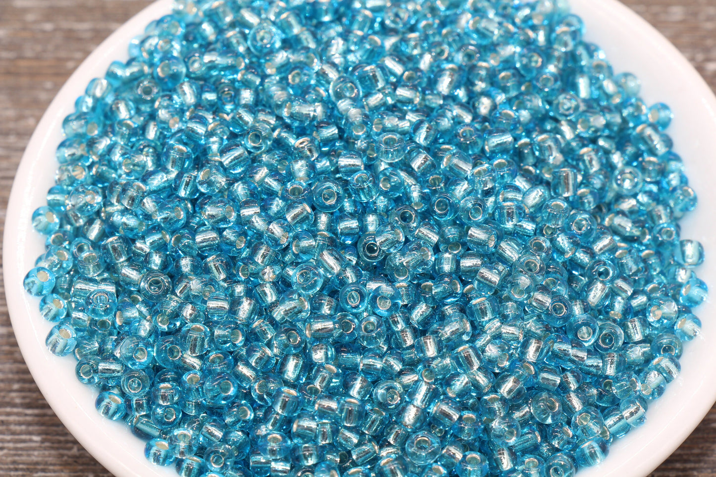 Transparent Glass Beads with Silver Lined, 4mm 6/0 Glass Round Beads, Blue Trans Seed Beads, Rocailles Beads, Beading Supplies #1233