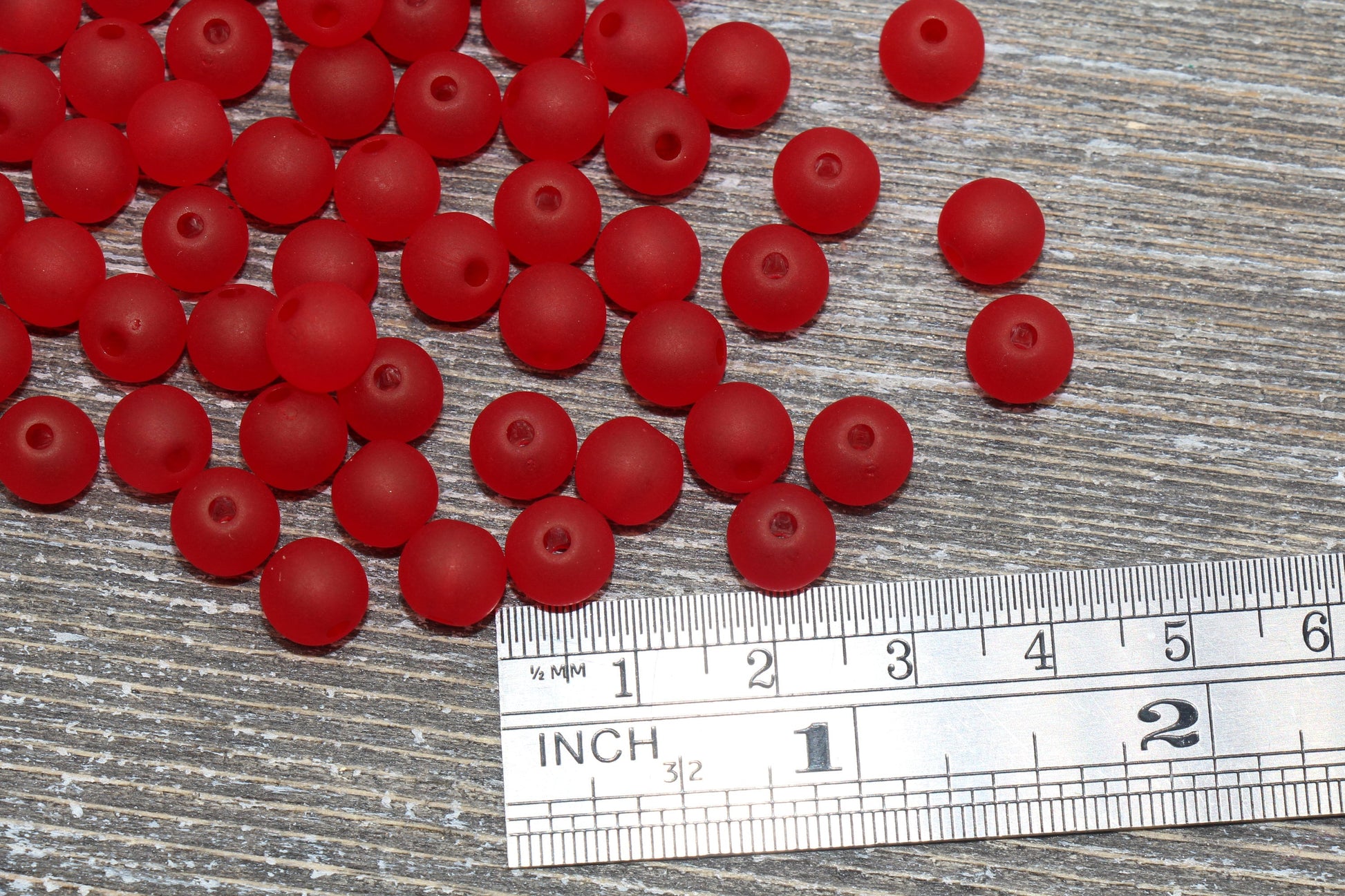 8mm Matte Red Gumball Beads, Round Acrylic Loose Beads, Frosted Bubblegum Beads, Chunky Beads, Round Plastic Beads #672