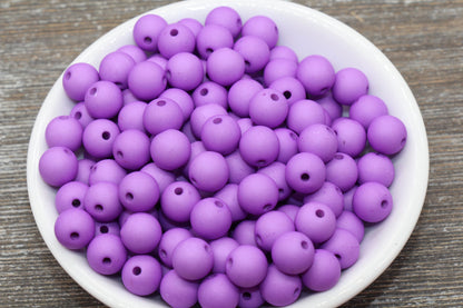 10mm Matte Purple Gumball Beads, Round Acrylic Loose Beads, Solid Bubblegum Beads, Chunky Beads, Round Plastic Beads #611