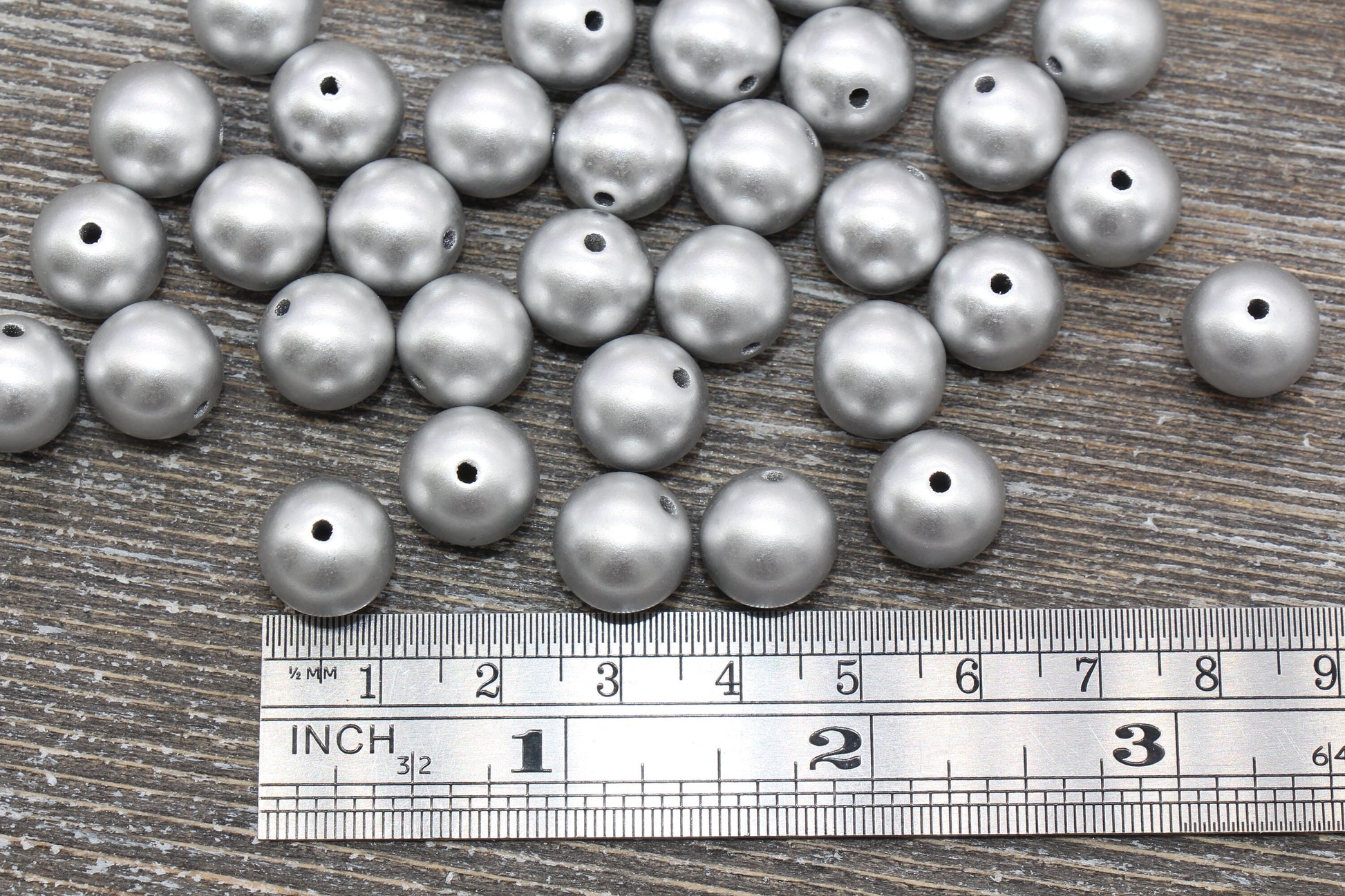 12mm Matte Silver Gumball Beads, Round Acrylic Loose Beads, Bubblegum Beads, Chunky Beads, Bubble Gum Beads, Plastic Round Beads #503