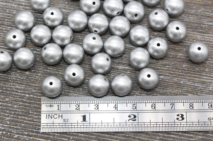 12mm Matte Silver Gumball Beads, Round Acrylic Loose Beads, Bubblegum Beads, Chunky Beads, Bubble Gum Beads, Plastic Round Beads #503