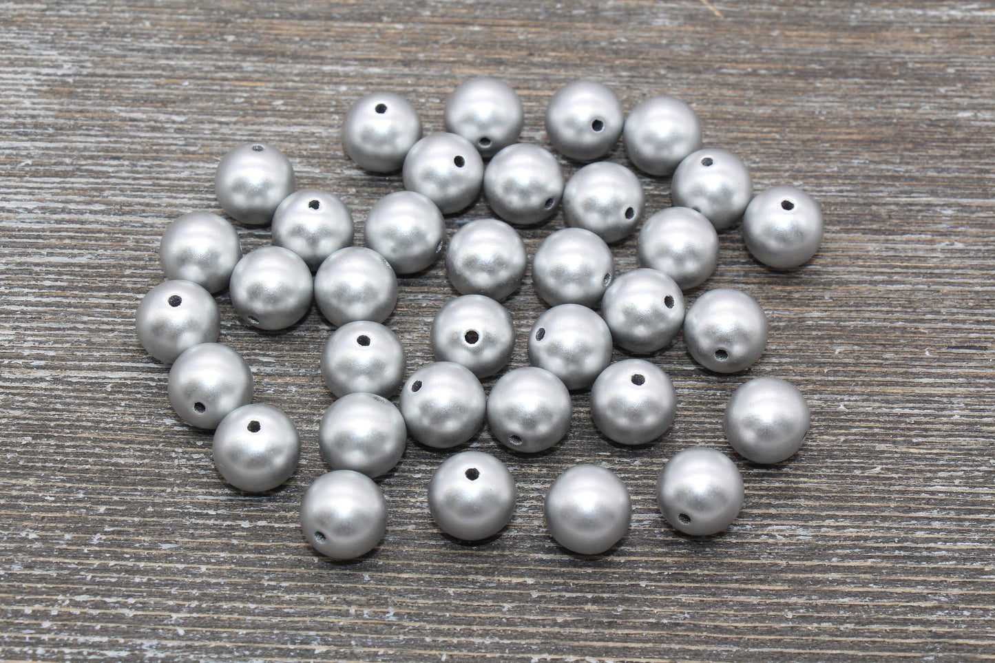 12mm Matte Silver Gumball Beads, Round Acrylic Loose Beads, Bubblegum Beads, Chunky Beads, Bubble Gum Beads, Plastic Round Beads #503