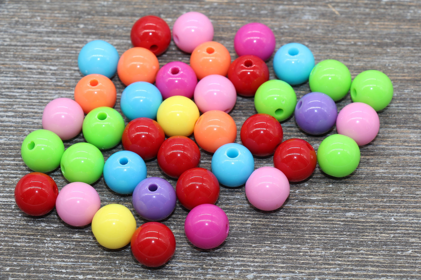 12mm Multicolored Gumball Beads, Round Acrylic Loose Beads, Bubblegum Beads, Chunky Beads, Smooth Round Beads #513