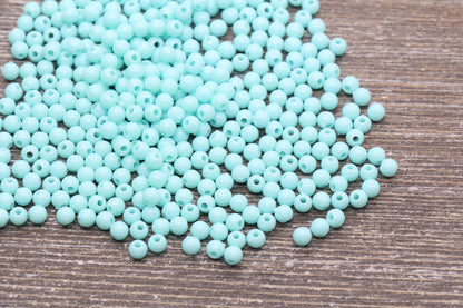 4mm Blue Round Beads, Acrylic Gumball Beads, Blue Round Spacer Beads, Bubblegum Beads, Plastic Round Smooth Bead #310