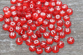 7mm Red Acrylic Letter Beads #125