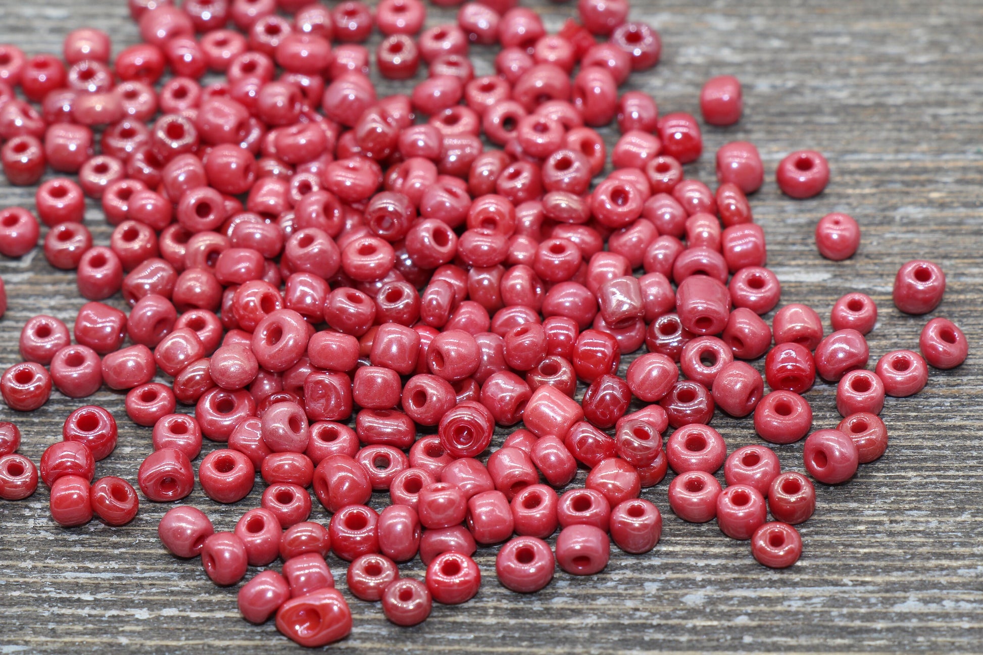 Glossy Glass Seed Beads, 4mm 6/0 Glass Round Seed Beads, Red Opaque Seed Beads, Rocailles Beads, Beading Supplies #1195