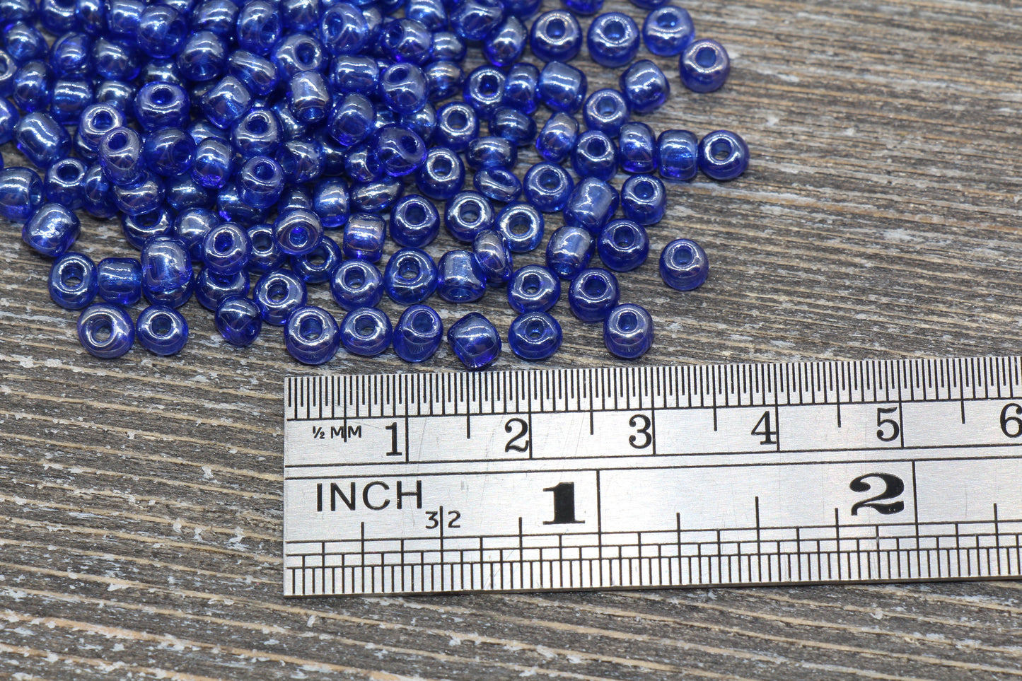 Glossy Transparent Glass Seed Beads, 4mm 6/0 Glass Round Seed Beads, Royal Blue Trans Seed Beads, Rocailles Beads, Beading Supplies #1201