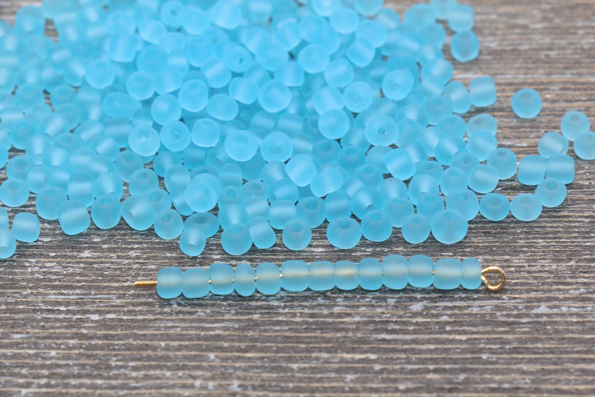 Matte Glass Seed Beads, 4mm 6/0 Glass Round Seed Beads, Matte Blue Trans Seed Beads, Rocailles Beads, Beading Supplies #1203