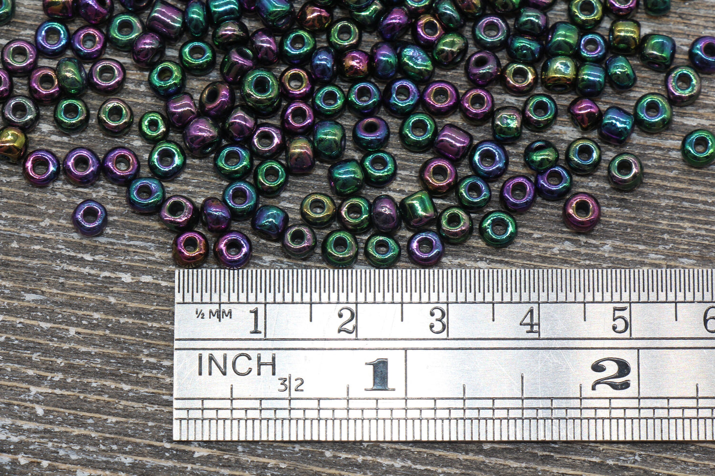 Rainbow Metallic Glass Seed Beads, 4mm 6/0 Glass Round Seed Beads, Rainbow Seed Beads, Rocailles Beads, Beading Supplies #1205