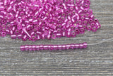 Transparent Glass Beads with Silver Lined, 4mm 6/0 Glass Round Beads, Hot Pink Trans Seed Beads, Rocailles Beads, Beading Supplies #1222