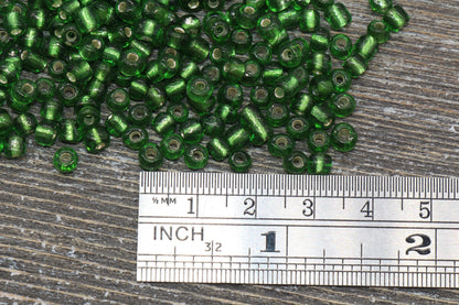 Transparent Glass Beads with Silver Lined, 4mm 6/0 Glass Round Beads, Green Trans Seed Beads, Rocailles Beads, Beading Supplies #1226