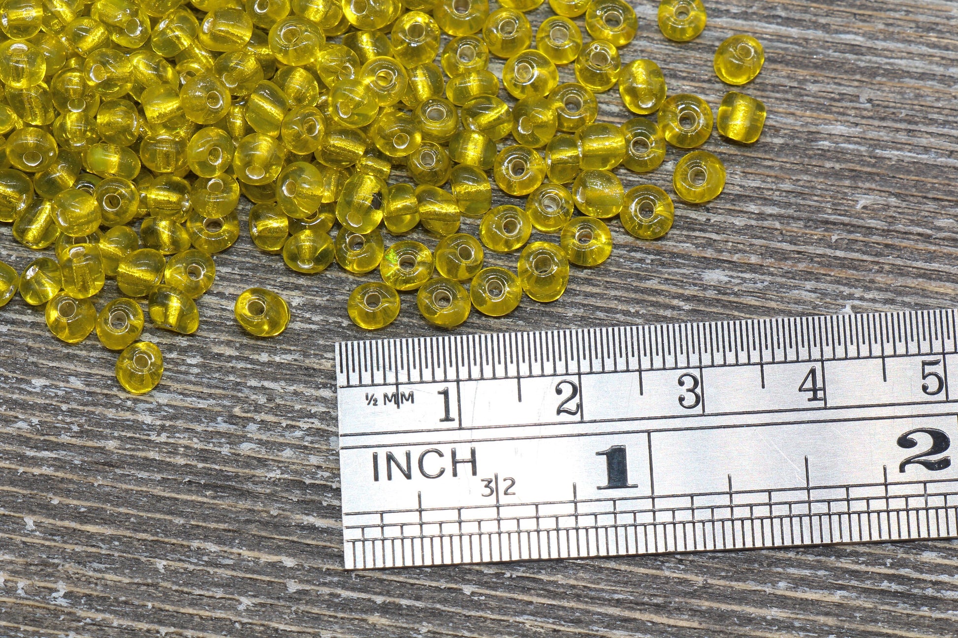 Transparent Glass Beads, 4mm 6/0 Glass Round Beads, Yellow Trans Seed Beads, Rocailles Beads, Beading Supplies #1043