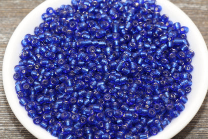 Transparent Glass Beads with Silver Lined, 4mm 6/0 Glass Round Beads, Royal Blue Trans Seed Beads, Rocailles Beads, Beading Supplies #1228