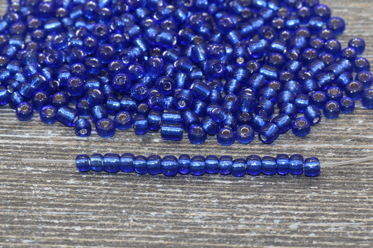 Transparent Glass Beads with Silver Lined, 4mm 6/0 Glass Round Beads, Royal Blue Trans Seed Beads, Rocailles Beads, Beading Supplies #1228