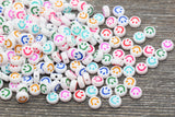 Multicolor Smiley Face Round Beads, Emoji Beads, Happy Face Beads, Plastic Round Beads Size 7mm #365