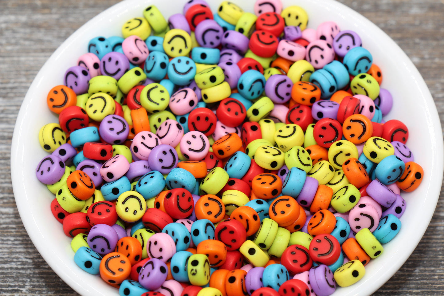 Multicolor Smiley Face Round Beads, Emoji Beads, Happy Face Beads, Plastic Round Beads Size 7mm #371