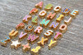 10mm gold enamel enamel alphabet letter beads a-z, beads for bracelets and keychains