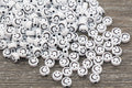 7mm White Acrylic Smiley Face Beads