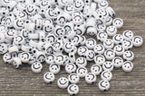 White Smiley Face Round Beads, Emoji Beads, Happy Face Beads, Plastic Round Beads Size 7mm #1317