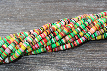 6mm Multicolored Heishi Beads, Mixed Color Polymer Clay Disc Beads, African Disc Beads, Wholesale Vinyl Heishi, 16 inch Strand #6