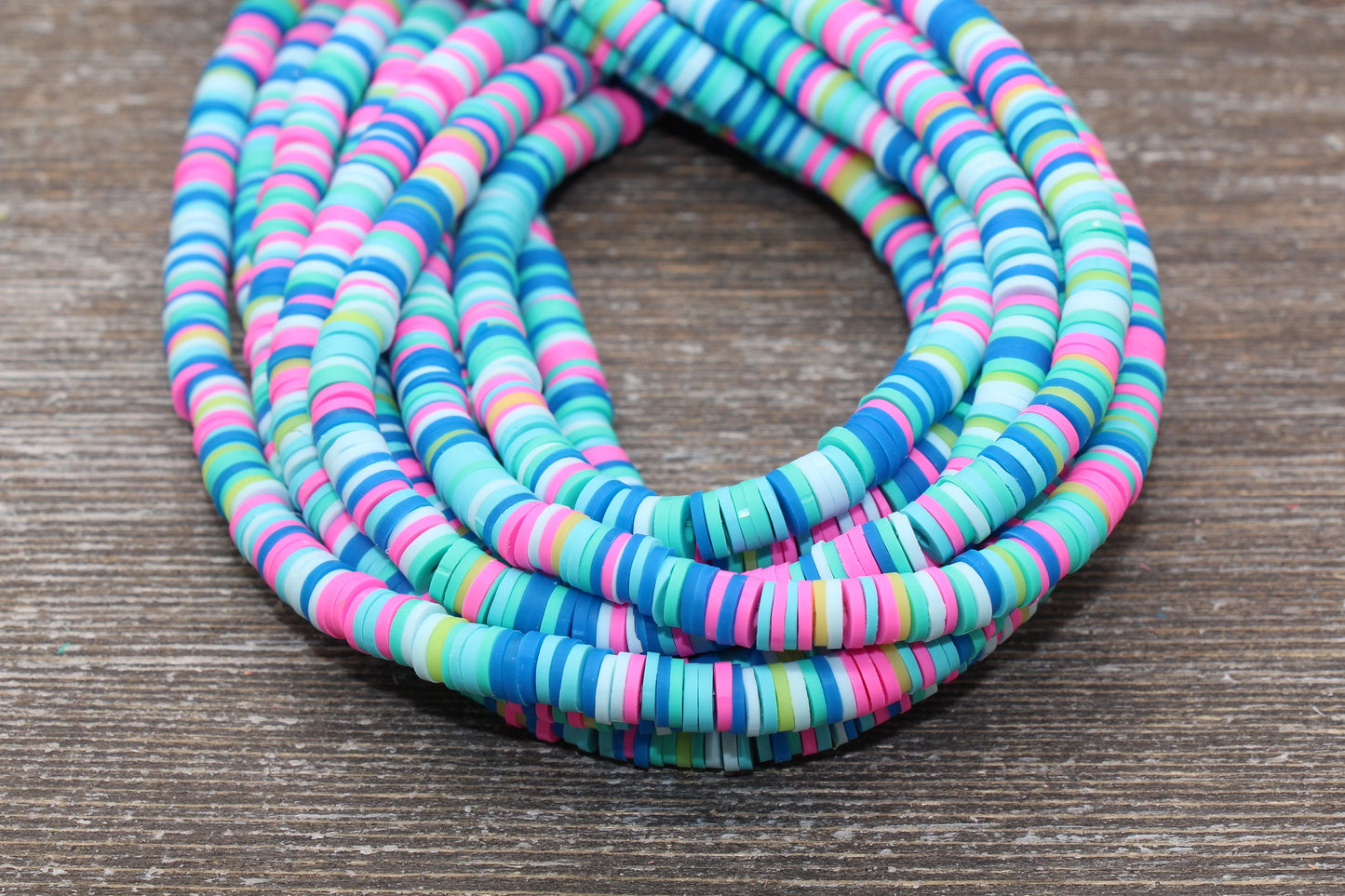 6mm Multicolored Polymer Clay Disc Beads, Mixed Color Heishi Beads, African Disc Beads, Vinyl Heishi, 16 inch Strand #244