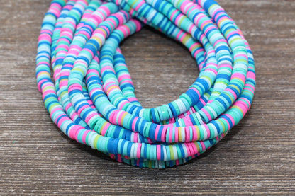 6mm Multicolored Polymer Clay Disc Beads, Mixed Color Heishi Beads, African Disc Beads, Vinyl Heishi, 16 inch Strand #244