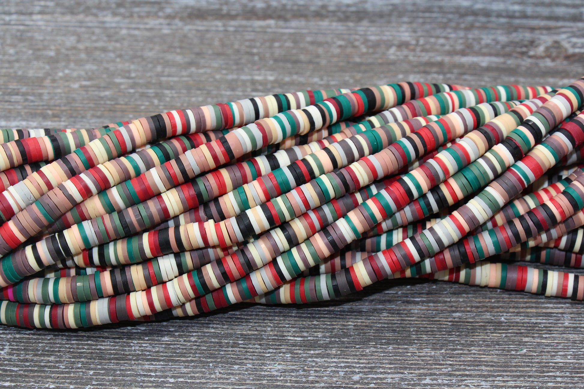 6mm Multicolored Polymer Clay Disc Beads, Mixed Color Heishi Beads, African Disc Beads, Vinyl Heishi, 16 inch Strand #27