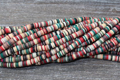 6mm Multicolored Polymer Clay Disc Beads, Mixed Color Heishi Beads, African Disc Beads, Vinyl Heishi, 16 inch Strand #27