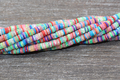 6mm Rainbow Speckled Heishi Beads, Mix Color Polymer Clay Disc Beads, African Disc Beads, Vinyl Heishi, 16 inch Strand #432