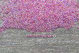 Violet pink 2 mm (12/0) AB Translucent glass seed beads mix, rocaille rounds 