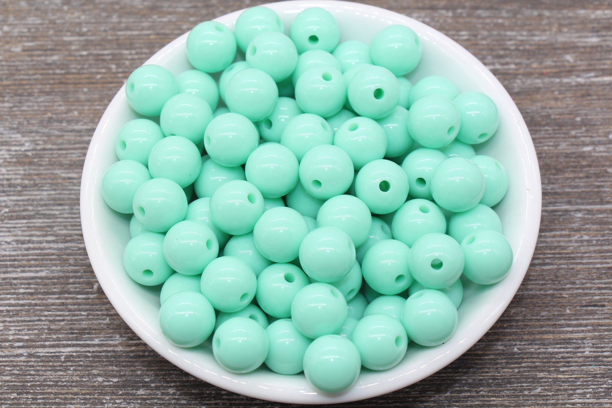 12mm Mint Gumball Beads, Round Acrylic Loose Beads, Bubblegum Beads, Chunky Beads, Round Plastic Beads #283