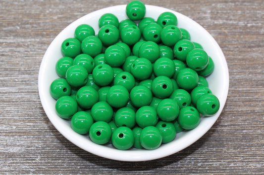 12mm Green Gumball Beads, Round Acrylic Loose Beads, Bubblegum Beads, Chunky Beads, Round Plastic Beads #332