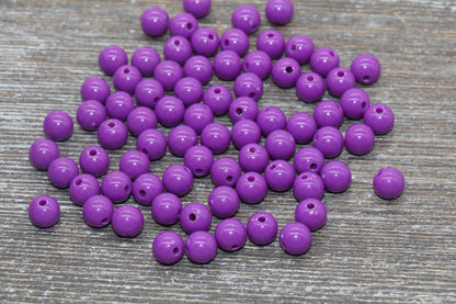 8mm Mulberry Purple Gumball Beads, Round Acrylic Loose Beads, Bubblegum Beads, Chunky Beads, Bubble Gum Beads, Smooth Round Beads #99