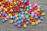 7mm Multicolor Acrylic Smiley Face Beads #371