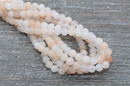 Pink Aventurine Beads, Peach Aventurine Beads, Natural Gemstone Smooth Round Beads, Sizes 4mm 6mm 8mm 10mm 12mm, Full Strand 15.5" #73