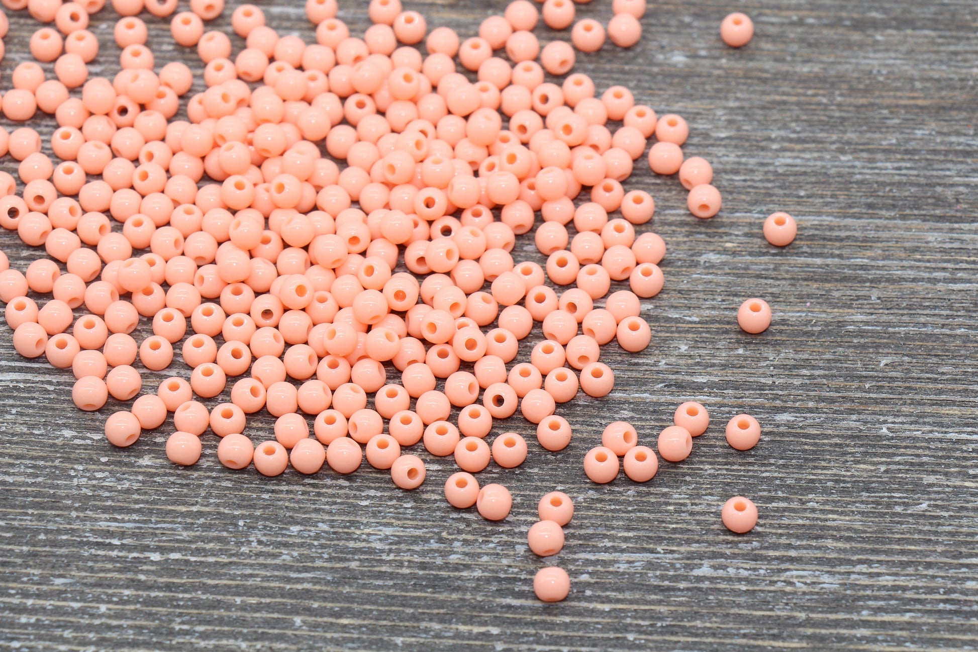 4mm Light Orange Round Beads, Acrylic Gumball Beads, Round Spacer Beads, Bubblegum Beads, Plastic Round Smooth Bead, Bracelet Beads #3124