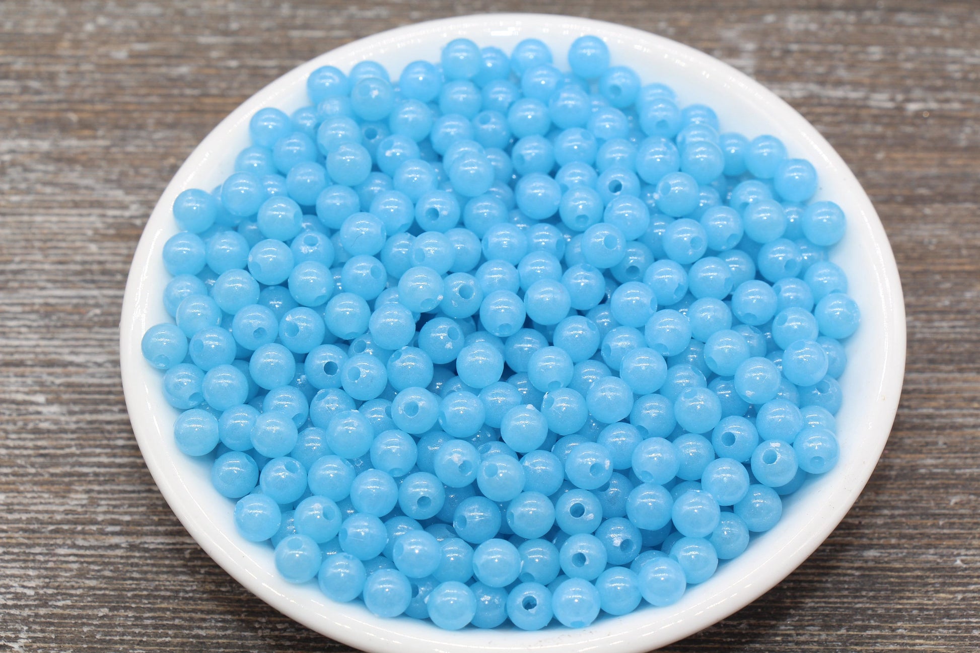 6mm Glow in Dark Blue Gumball Beads, Round Acrylic Loose Beads, Bubblegum Beads, Chunky Beads, Smooth Plastic Round Beads #1325