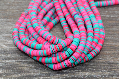 6mm Multicolored Heishi Beads, Mixed Color Polymer Clay Disc Beads, African Disc Beads, Wholesale Vinyl Heishi, 16 inch Strand #11