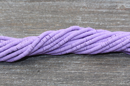 4mm Lilac Heishi Beads, Polymer Clay Disc Beads, African Disc Beads, Vinyl Heishi, 16 inch Strand #95