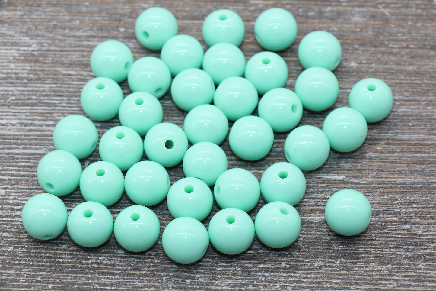 12mm Mint Gumball Beads, Round Acrylic Loose Beads, Bubblegum Beads, Chunky Beads, Round Plastic Beads #283