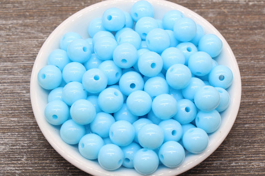 12mm Baby Blue Gumball Beads, Round Acrylic Loose Beads, Bubblegum Beads, Chunky Beads, Round Plastic Beads #285