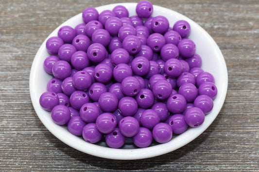 10mm Mulberry Purple Gumball Beads, Round Acrylic Loose Beads, Bubblegum Beads, Chunky Beads, Gumball Beads, Smooth Round Beads #102