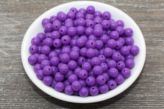 8mm Plum Purple Gumball Beads, Round Acrylic Purple Loose Beads, Bubblegum Beads, Chunky Beads, Bubble Gum Beads, Smooth Round Beads #1353