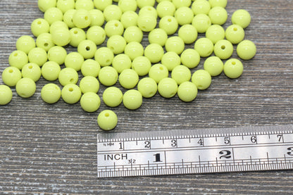 8mm Light Lime Green Gumball Beads, Round Acrylic Loose Beads, Bubblegum Beads, Chunky Beads, Bubble Gum Beads, Smooth Round Beads #1373