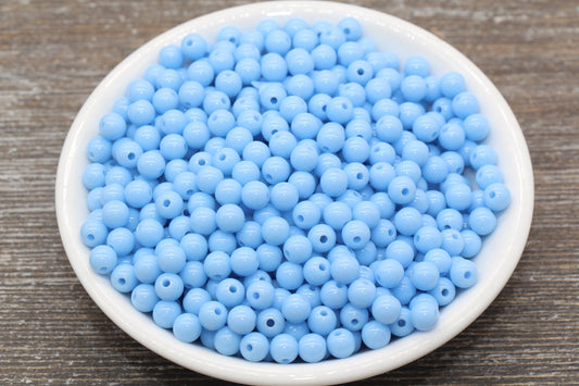 6mm Dusty Blue Gumball Beads, Round Acrylic Blue Loose Beads, Bubblegum Beads, Chunky Beads, Bubble Gum Beads, Smooth Plastic Beads #1389